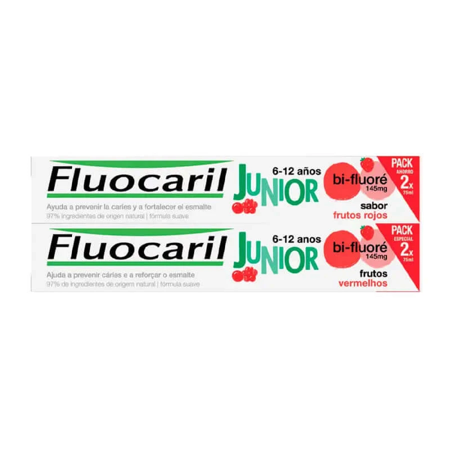 Fluocaril DUPLO Junior 6-12 jaar Rode vruchtensmaak, 2x75ml