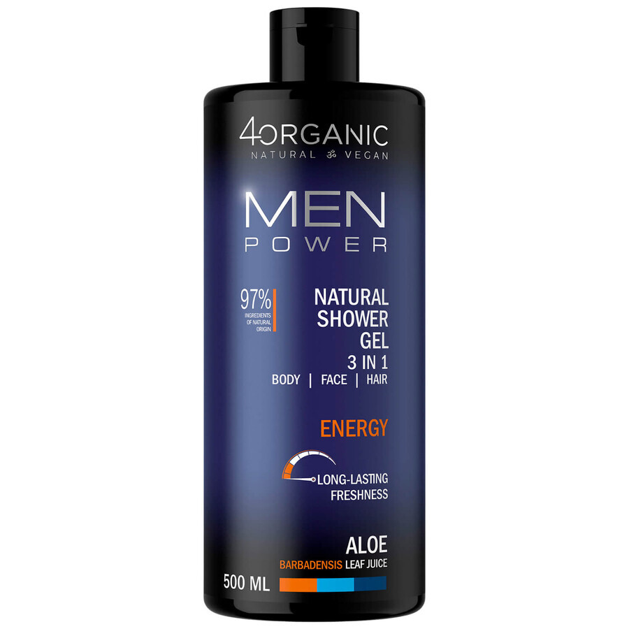 Comprar 4Organic Men Power, gel de ducha natural 3en1, Energy, 500 ml 4Organic Men Power, gel de ducha natural 3en1, Energy, 500 ml