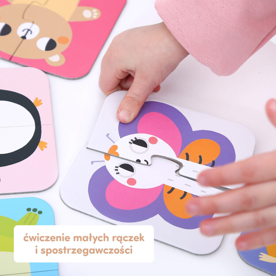 CzuCzu Impilare le metà, puzzle per bambini, da 18 mesi, Animali, 16 pezzi