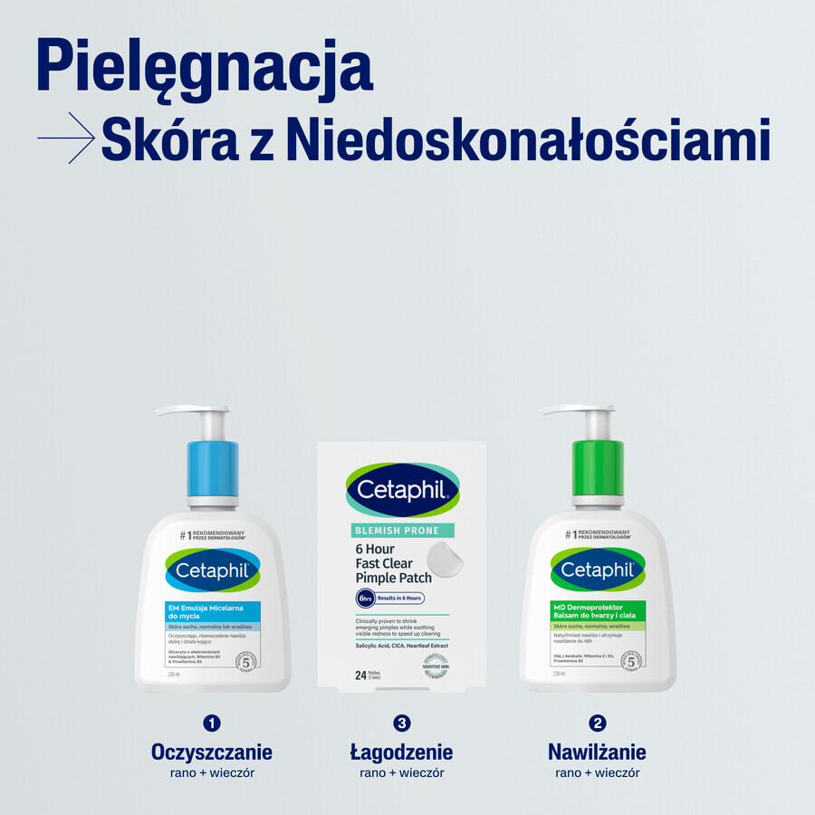 Cetaphil Blemish Prone, patches for blemishes, 24 pieces + face moisturizer with hyaluronic acid, night cream, 48 ml free of charge