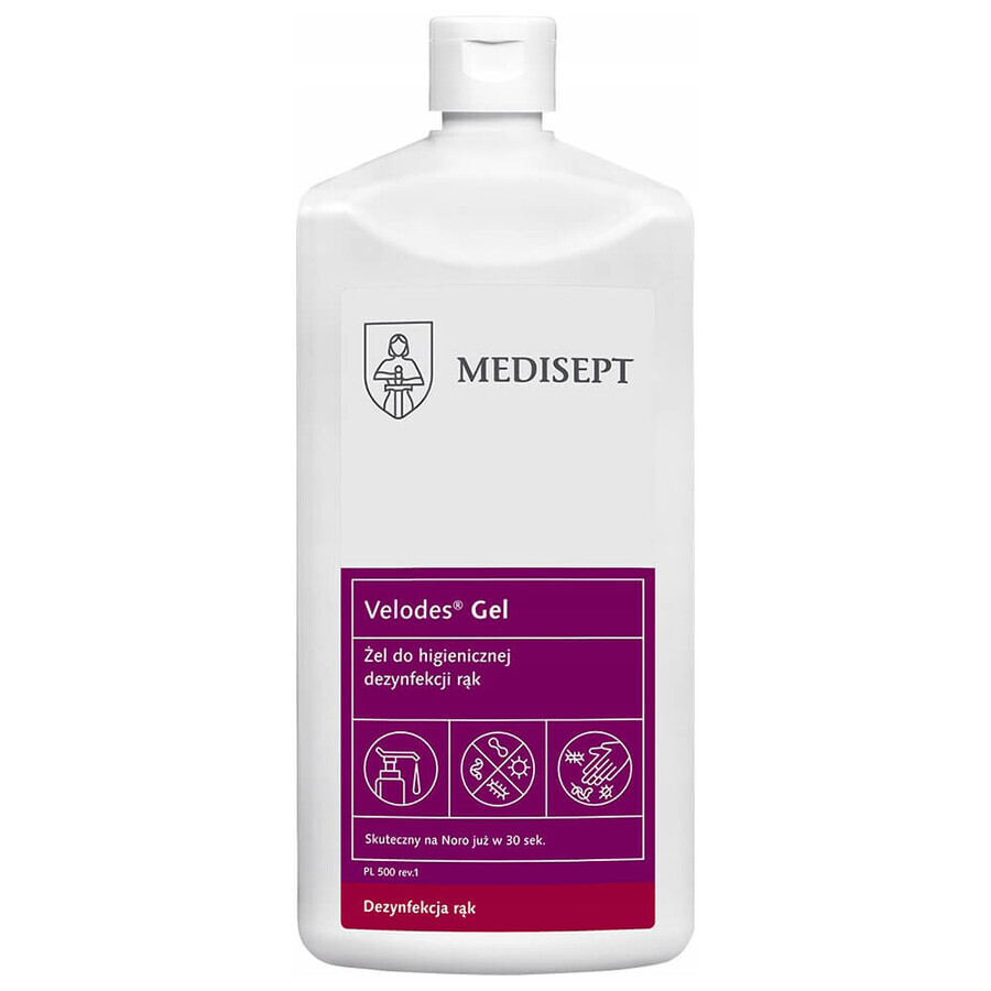 Medisept Velodes Gel, Gel pour la désinfection hygiénique et chirurgicale des mains, 500 ml