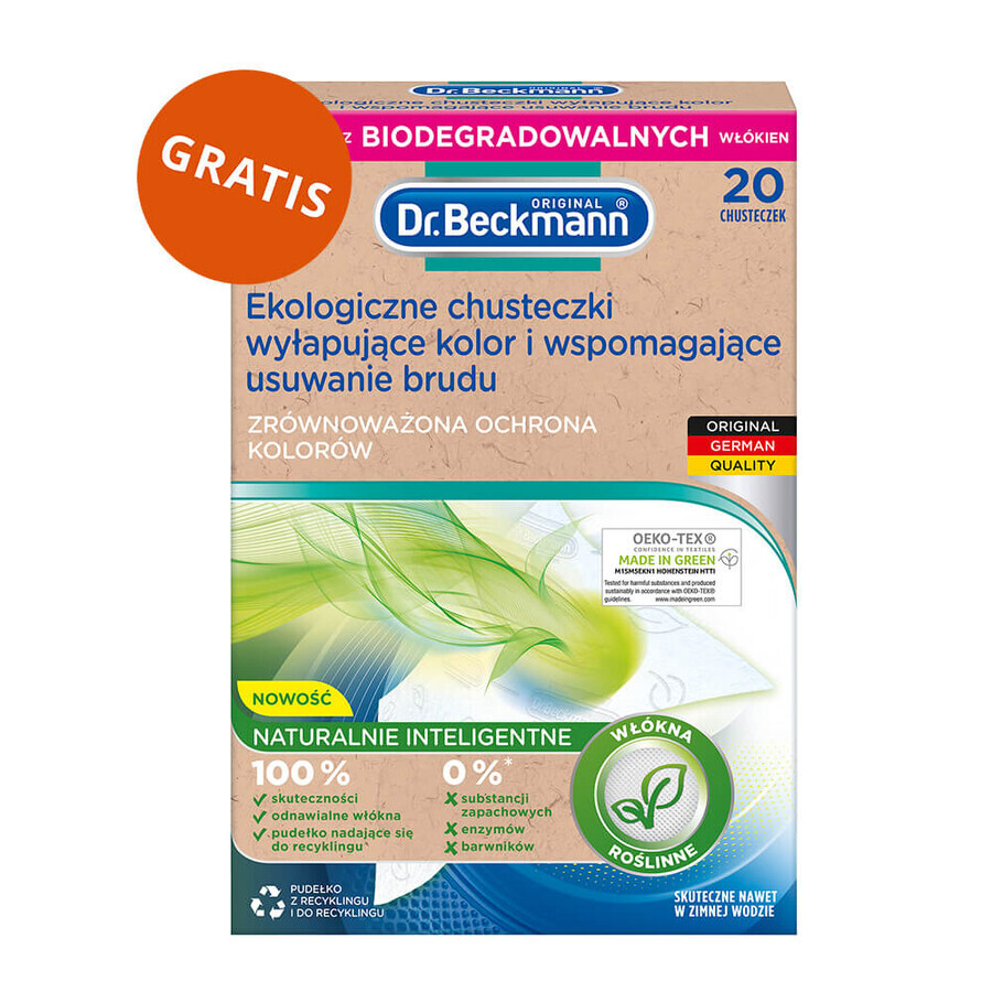 Dr Beckmann set, wasblaadjes, Oranje & Perzik, kleur, 2 x 20 stuks + milieuvriendelijke kleur- en vuilvangdoekjes, 20 stuks gratis