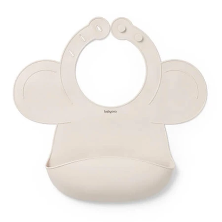BabyOno, babero de silicona con cierre ajustable, beige, a partir de 6 meses, 1 pieza