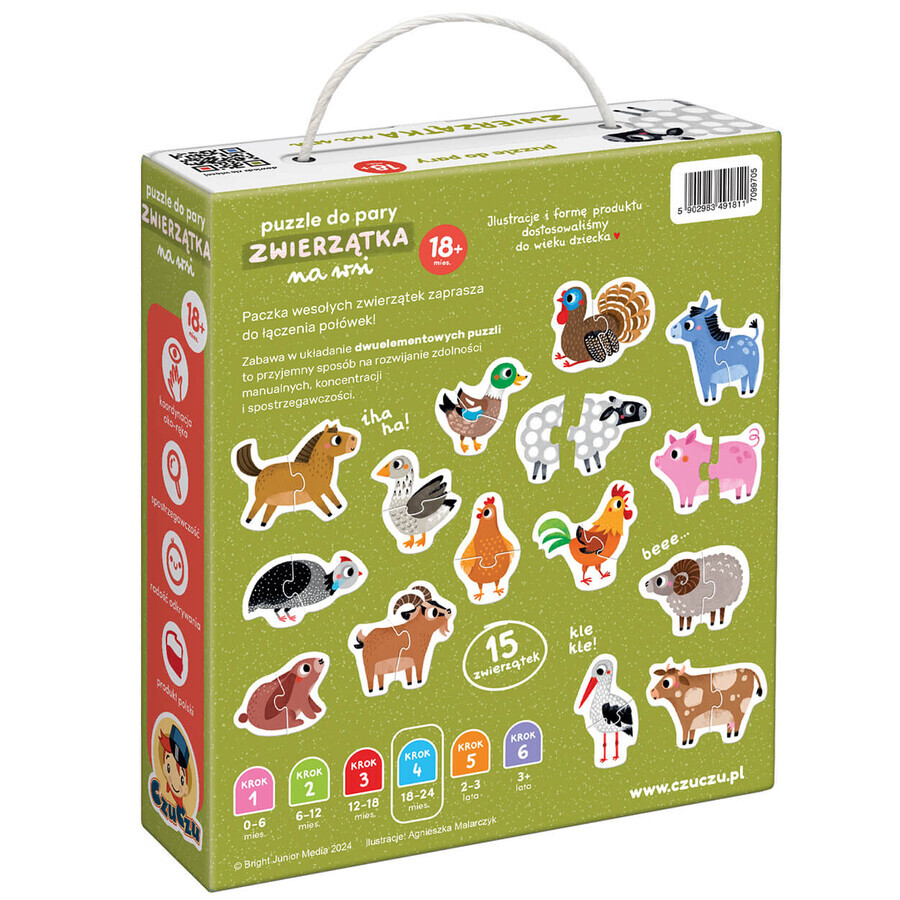 CzuCzu Pairing puzzles Animals in the countryside, puzzles for children, from 18 months, 30 elements