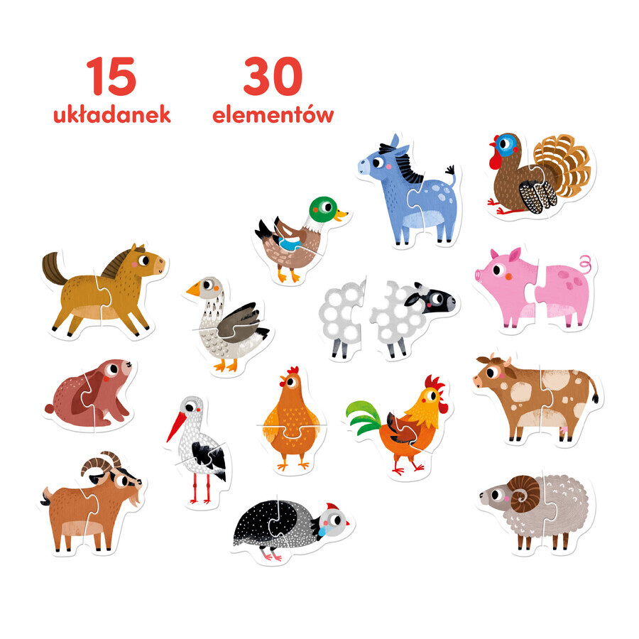 CzuCzu Pairing puzzles Animals in the countryside, puzzles for children, from 18 months, 30 elements