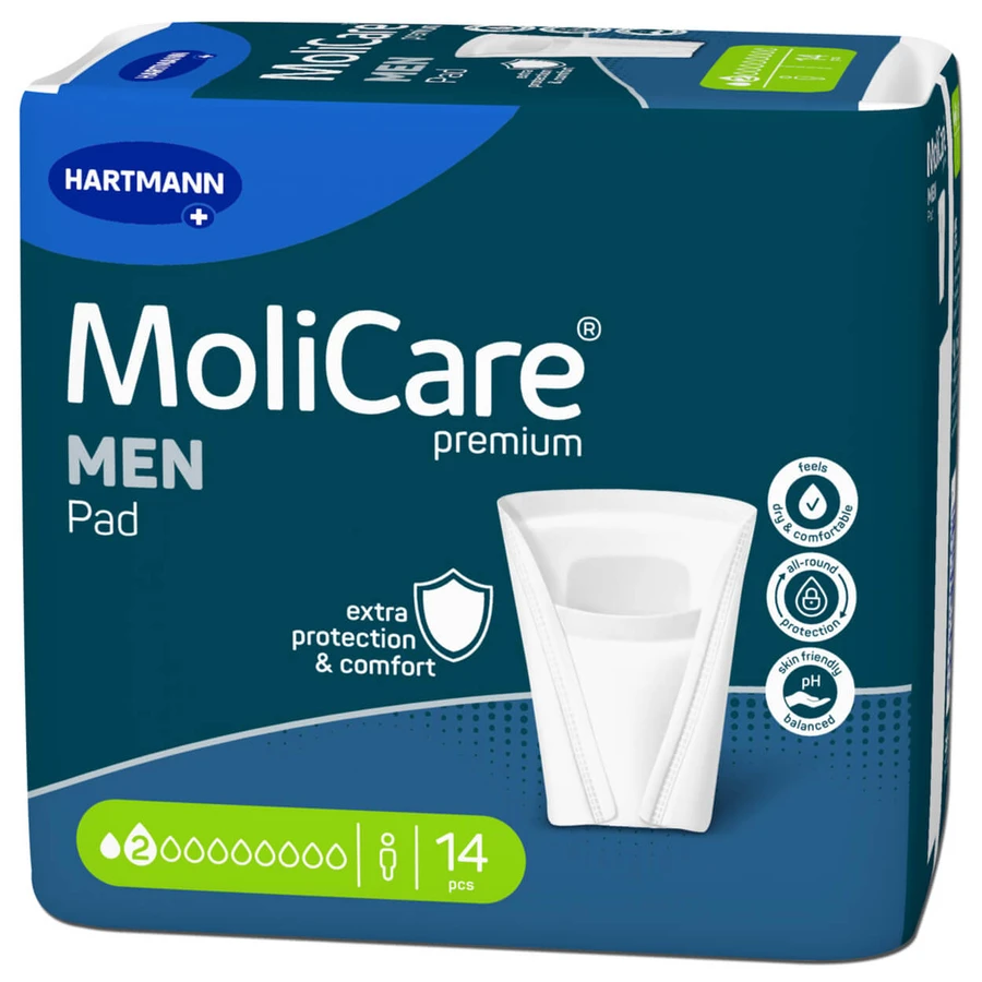 MoliCare Premium Men Pad, anatomische Saugeinlagen, 2 Tropfen, 14 Stück