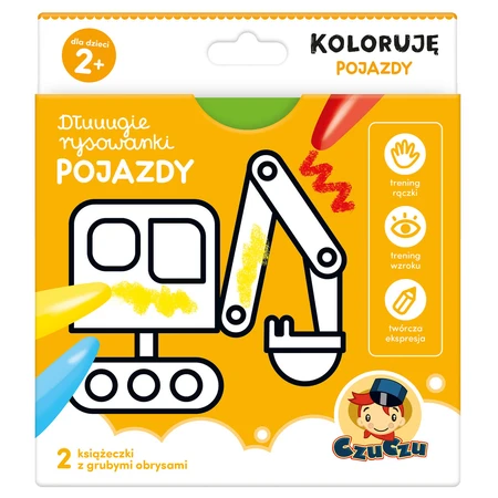 CzuCzu Dłuuugie rysowanki Koloruję Pojazdy, 2 books for children, from 2 years old