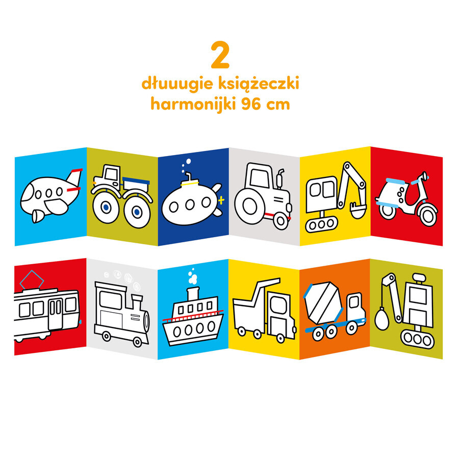 CzuCzu Dłuuugie rysowanki Koloruję Pojazdy, 2 books for children, from 2 years old
