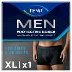 Tena Men Protective Boxer, wiederverwendbare Boxershorts für leichte Inkontinenz, schwarz, Größe XL, 1 Stück