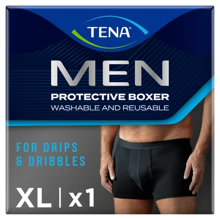 Tena Men Protective Boxer, wiederverwendbare Boxershorts für leichte Inkontinenz, schwarz, Größe XL, 1 Stück