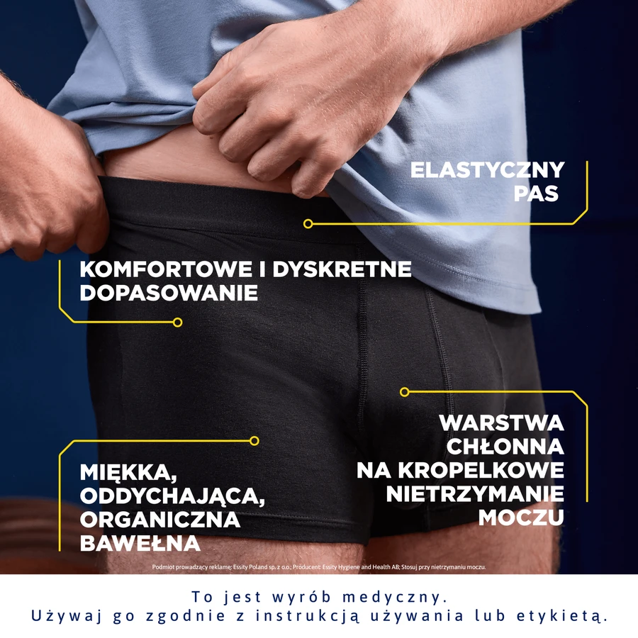 Tena Men Protective Boxer, wiederverwendbare Boxershorts für leichte Inkontinenz, schwarz, Größe XL, 1 Stück