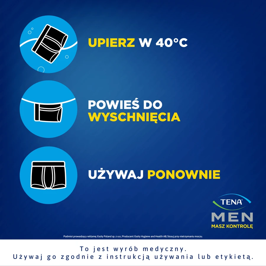 Tena Men Protective Boxer, wiederverwendbare Boxershorts für leichte Inkontinenz, schwarz, Größe XL, 1 Stück