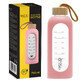 4Fizjo, glass water bottle in silicone case, motivational, pink, 750 ml