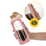 4Fizjo, borraccia in vetro con custodia in silicone, motivazionale, rosa, 750 ml