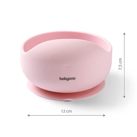 BabyOno, Silikontasse mit Saugnapf, rosa, ab 6 Monaten, 1 Stück.