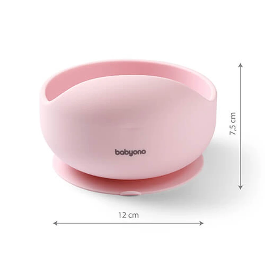BabyOno, Silikontasse mit Saugnapf, rosa, ab 6 Monaten, 1 Stück.