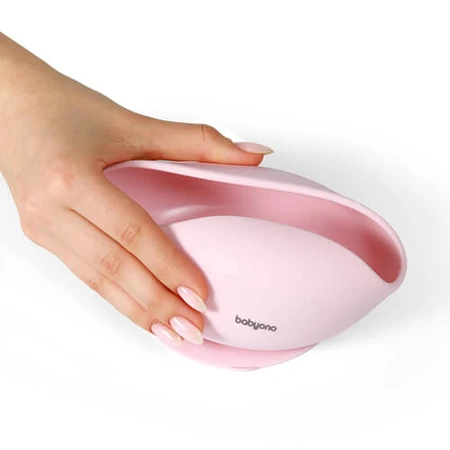 BabyOno, Silikontasse mit Saugnapf, rosa, ab 6 Monaten, 1 Stück.