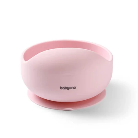 BabyOno, Silikontasse mit Saugnapf, rosa, ab 6 Monaten, 1 Stück.