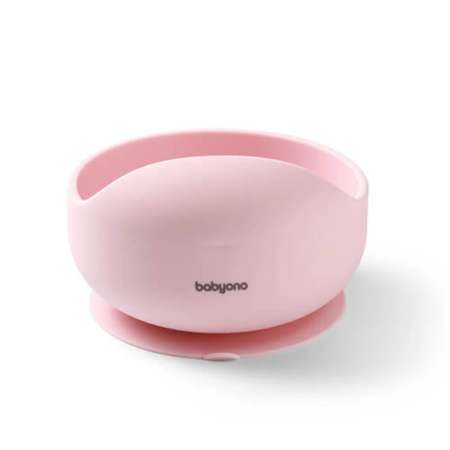 BabyOno, Silikontasse mit Saugnapf, rosa, ab 6 Monaten, 1 Stück.