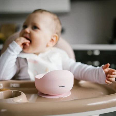 BabyOno, Silikontasse mit Saugnapf, rosa, ab 6 Monaten, 1 Stück.