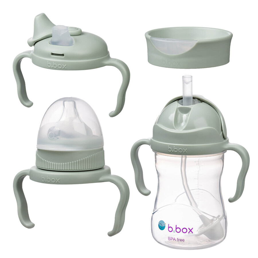 B.Box, learning to drink cup, 4-in-1 set, sage, from 4 months, 240 ml