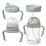 B.Box, learning to drink cup, 4-in-1 set, sage, from 4 months, 240 ml B.Box, learning to drink cup, 4-in-1 set, sage, from 4 months, 240 ml