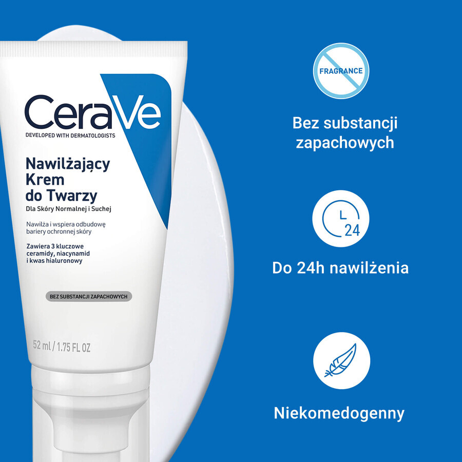 CeraVe set, hydraterende gezichtscrème met ceramiden, normale en droge huid, 52 ml + reinigende reinigingsgel met ceramiden, normale en vette huid, 236 ml