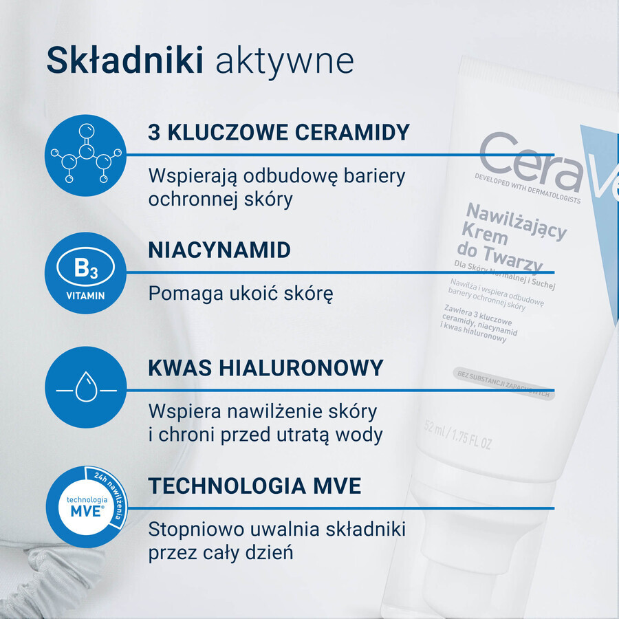 CeraVe set, hydraterende gezichtscrème met ceramiden, normale en droge huid, 52 ml + reinigende reinigingsgel met ceramiden, normale en vette huid, 236 ml
