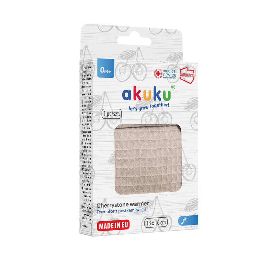 AKUKU, sticlă de apă caldă cu pietre de cireș, bej, 13 x 16 cm, 1 buc