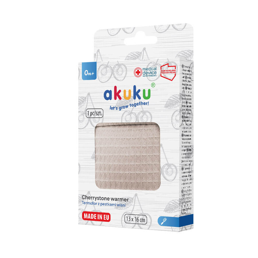 AKUKU, sticlă de apă caldă cu pietre de cireș, bej, 13 x 16 cm, 1 buc