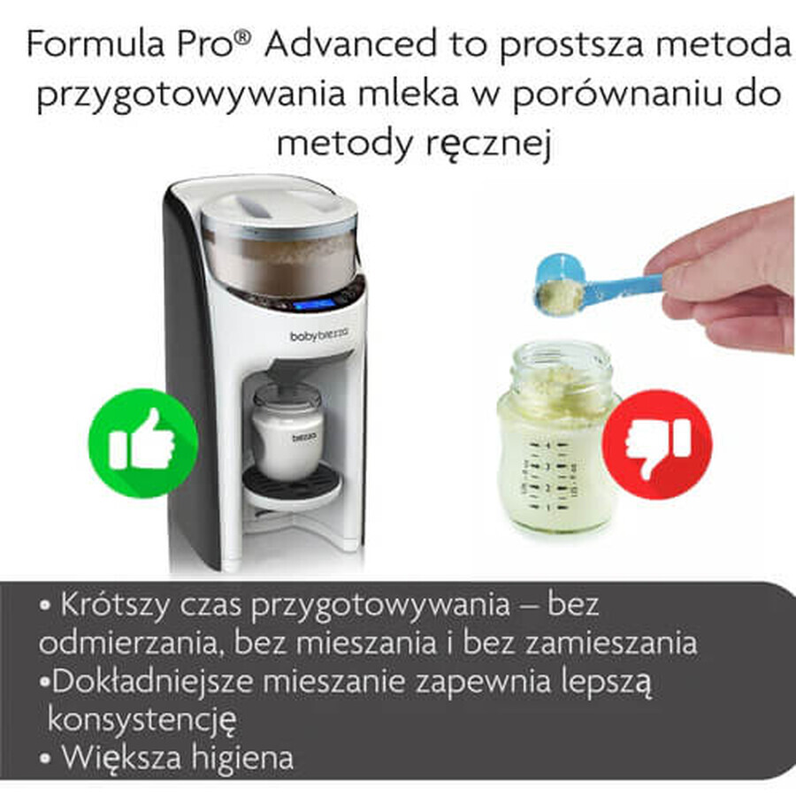 Baby Brezza Formula Pro Advanced, dispensador de leche, blanco y negro