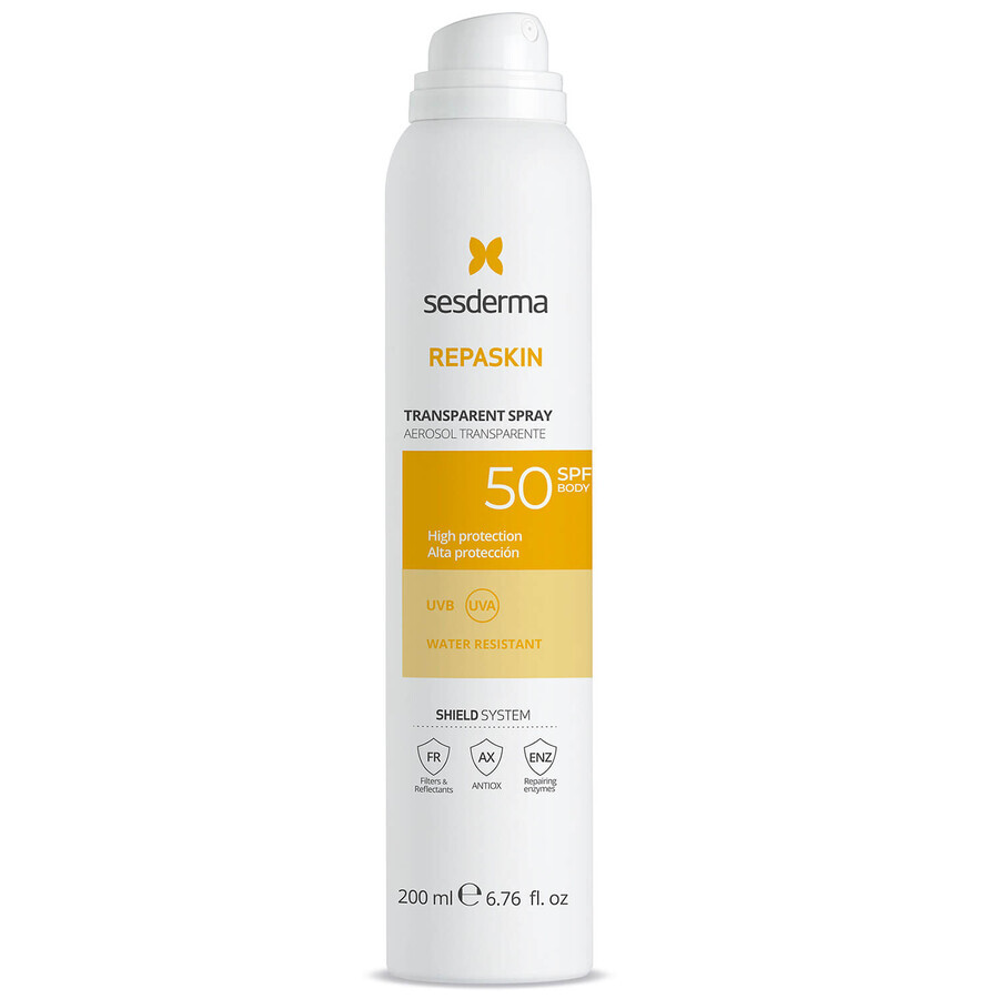 Sesderma Repaskin Transparant Spray, zonnebrandspray, SPF 50, 200 ml