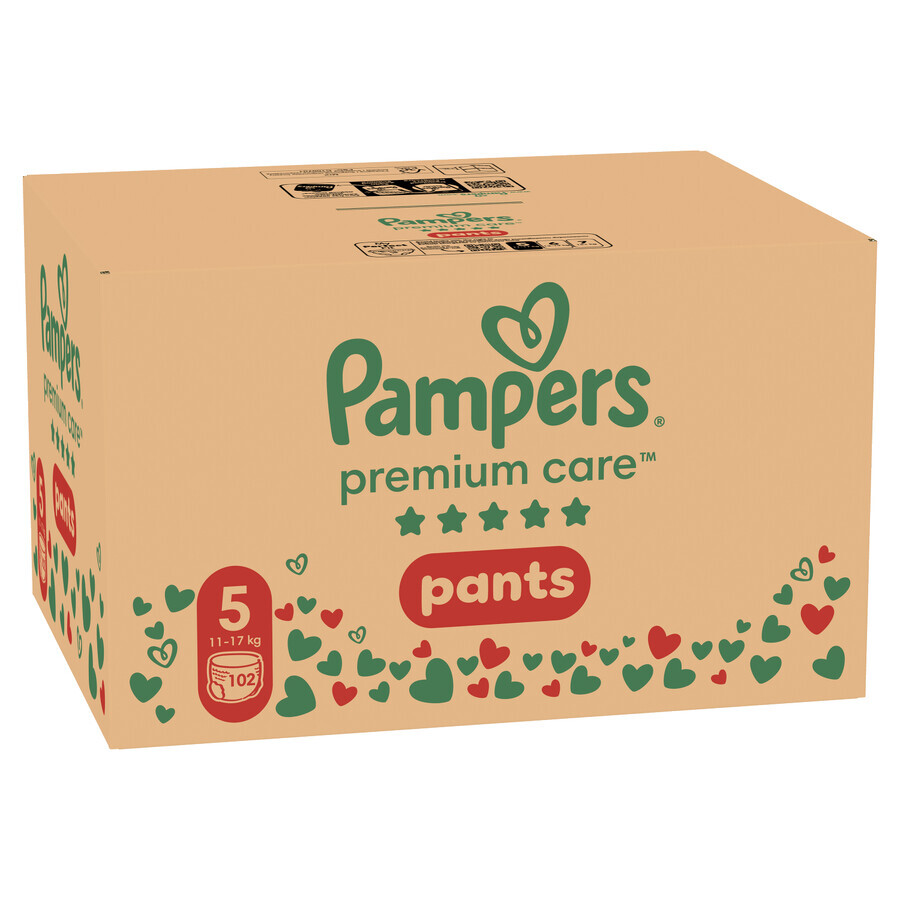 Pampers Premium Care Pants, pañales, talla 5, 12-17 kg, 102 unidades