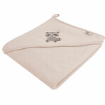 Bocioland, bath cover, 80 x 80 cm, 100% cotton, hooded towel, color beige, raccoon, 1 piece