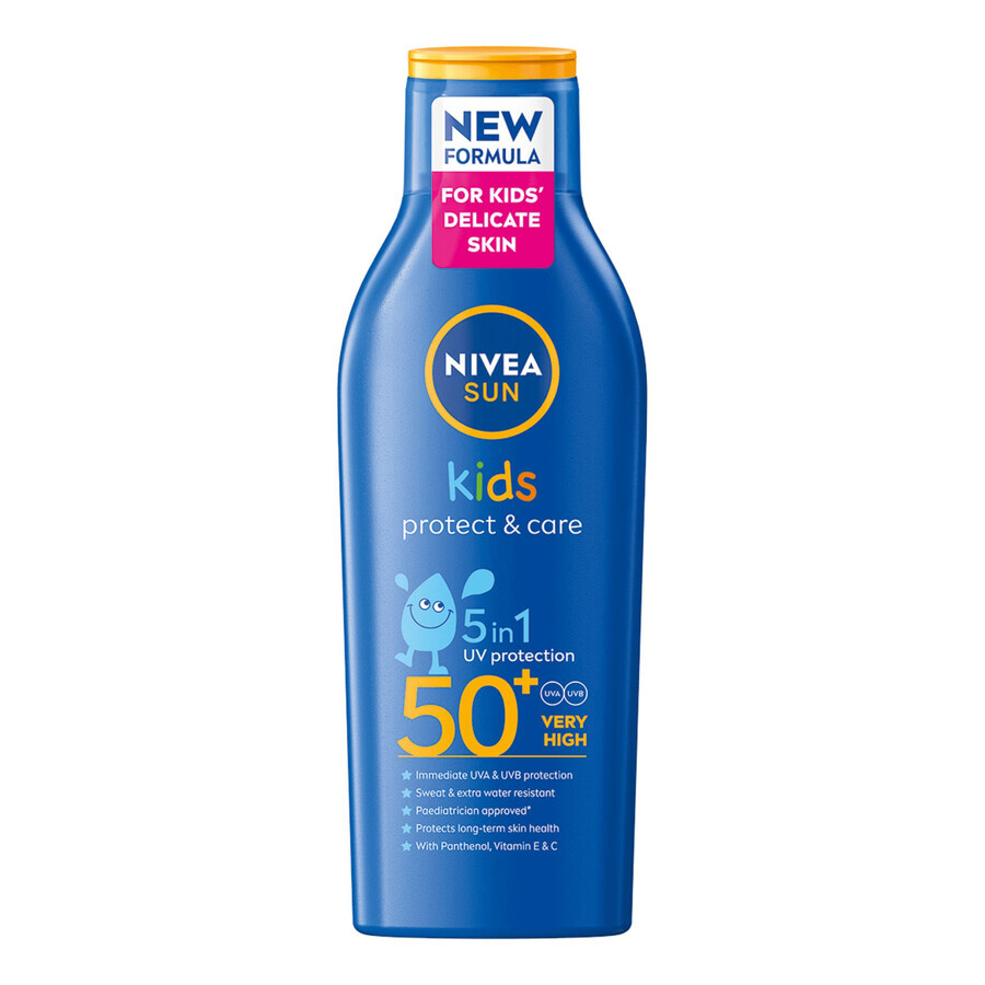 Nivea Sun Kids Protect & Care 5in1, Lotion solaire pour enfants, SPF 50+, 200 ml + jeu Dobble gratuit