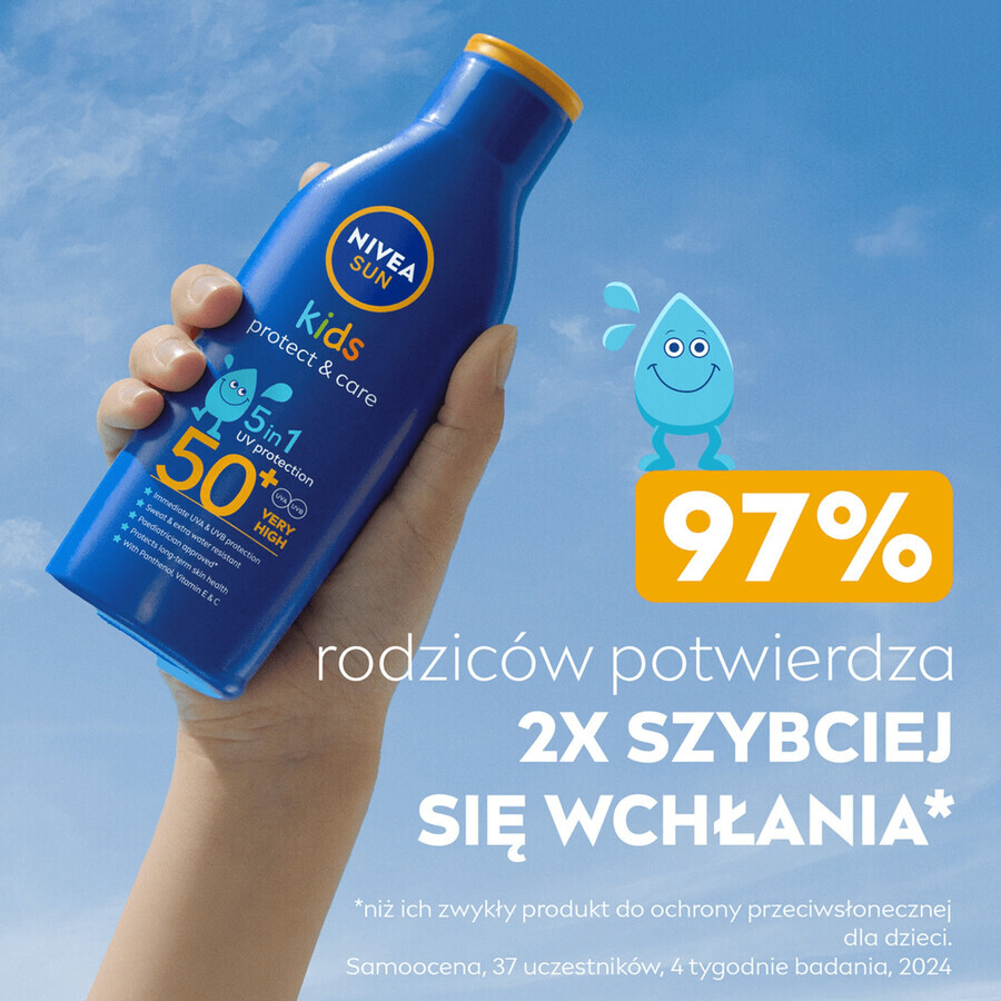 Nivea Sun Kids Protect & Care 5in1, Lotion solaire pour enfants, SPF 50+, 200 ml + jeu Dobble gratuit