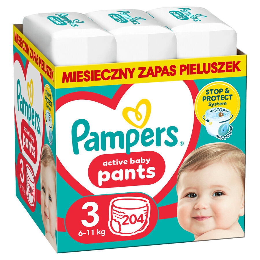 Set Pampers Pants, pañales, talla 3, 6-11 kg, 2 x 204 piezas