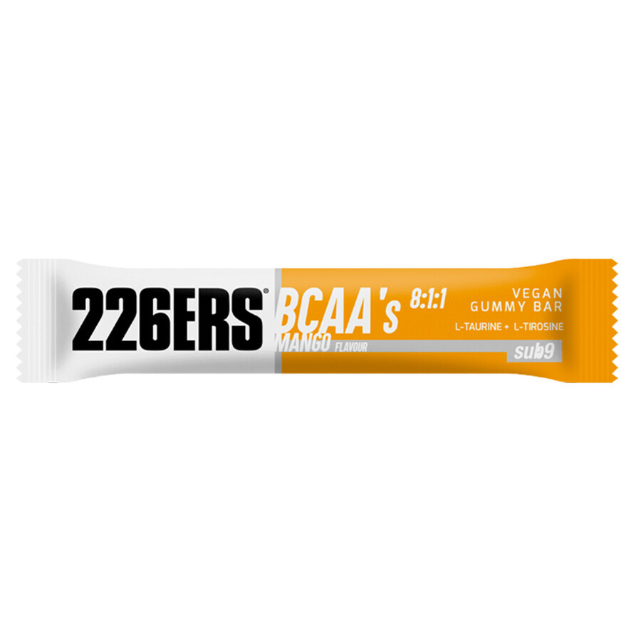 226Ers Vegan Gummy Bar BCAA's, Gel-Energieriegel mit BCAA's, Mango, 30 g
