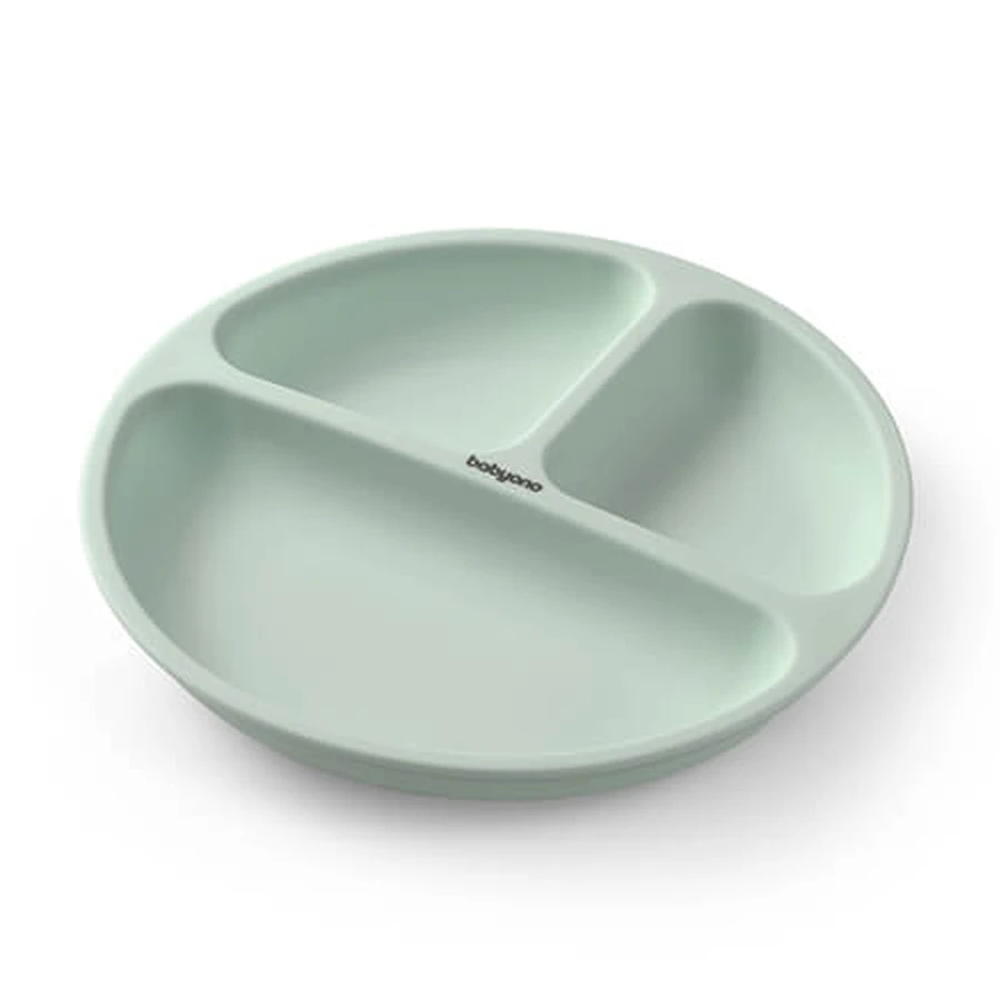 BabyOno, siliconen schoteltje met zuignap, groen, vanaf 6 maanden, 1 st.