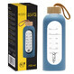4Fizjo, glass water bottle in silicone case, motivational, blue, 750 ml