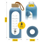 4Fizjo, bouteille d'eau en verre avec étui en silicone, motivante, bleue, 750 ml 4Fizjo, bouteille d'eau en verre avec étui en silicone, motivante, bleue, 750 ml