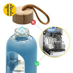 4Fizjo, bouteille d'eau en verre avec étui en silicone, motivante, bleue, 750 ml