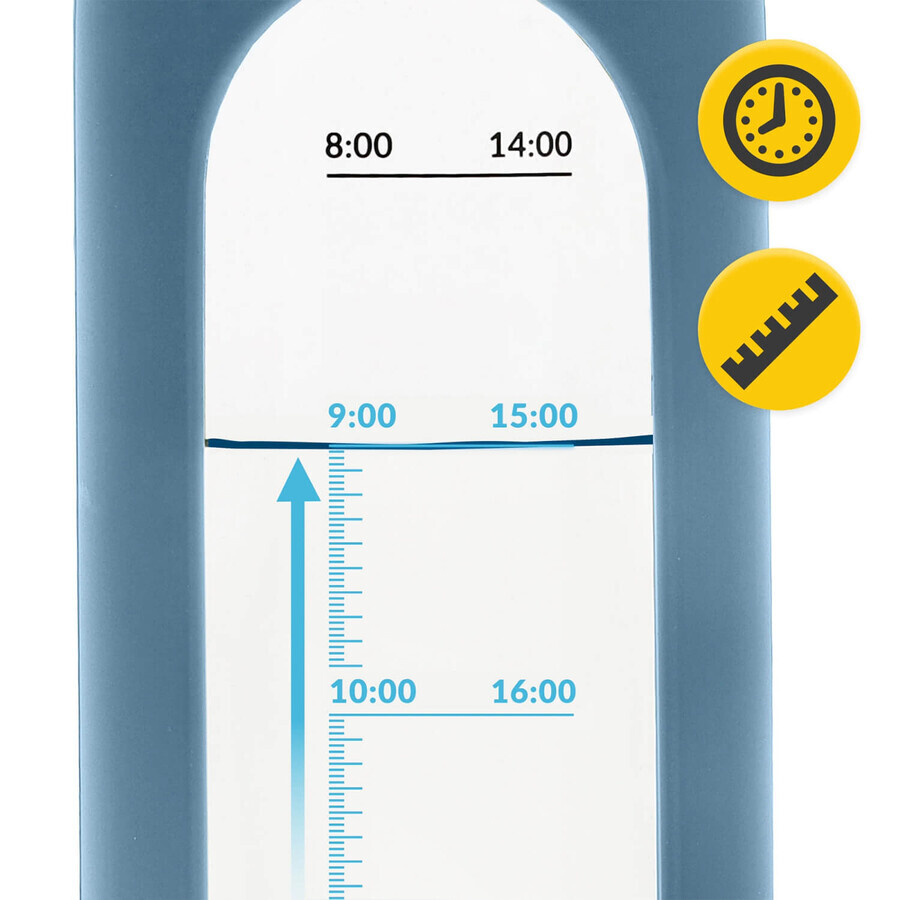 4Fizjo, bouteille d'eau en verre avec étui en silicone, motivante, bleue, 750 ml