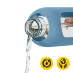 4Fizjo, bouteille d'eau en verre avec étui en silicone, motivante, bleue, 750 ml 4Fizjo, bouteille d'eau en verre avec étui en silicone, motivante, bleue, 750 ml