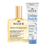 Coffret Nuxe Huile Prodigieuse, huile sèche multifonctionnelle pour le corps, le visage et les cheveux, 100 ml + crème hydratante 3 en 1, 100 ml pour 1 sou Coffret Nuxe Huile Prodigieuse, huile sèche multifonctionnelle pour le corps, le visage et les cheveux, 100 ml + crème hydratante 3 en 1, 100 ml pour 1 sou