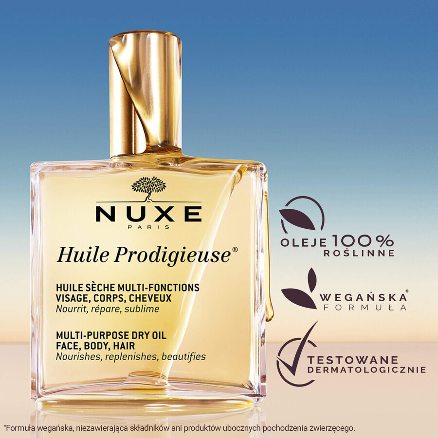 Coffret Nuxe Huile Prodigieuse, huile sèche multifonctionnelle pour le corps, le visage et les cheveux, 100 ml + crème hydratante 3 en 1, 100 ml pour 1 sou