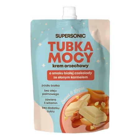 Supersonic Tube of Power, pindacrème, smaak witte chocolade met karamel, 50 g