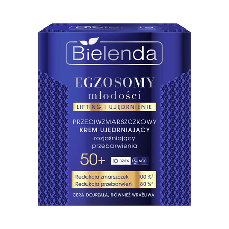 Bielenda Exosomas de Juventud 50+, crema reafirmante antiarrugas, iluminadora hiperpigmentación, 50 ml