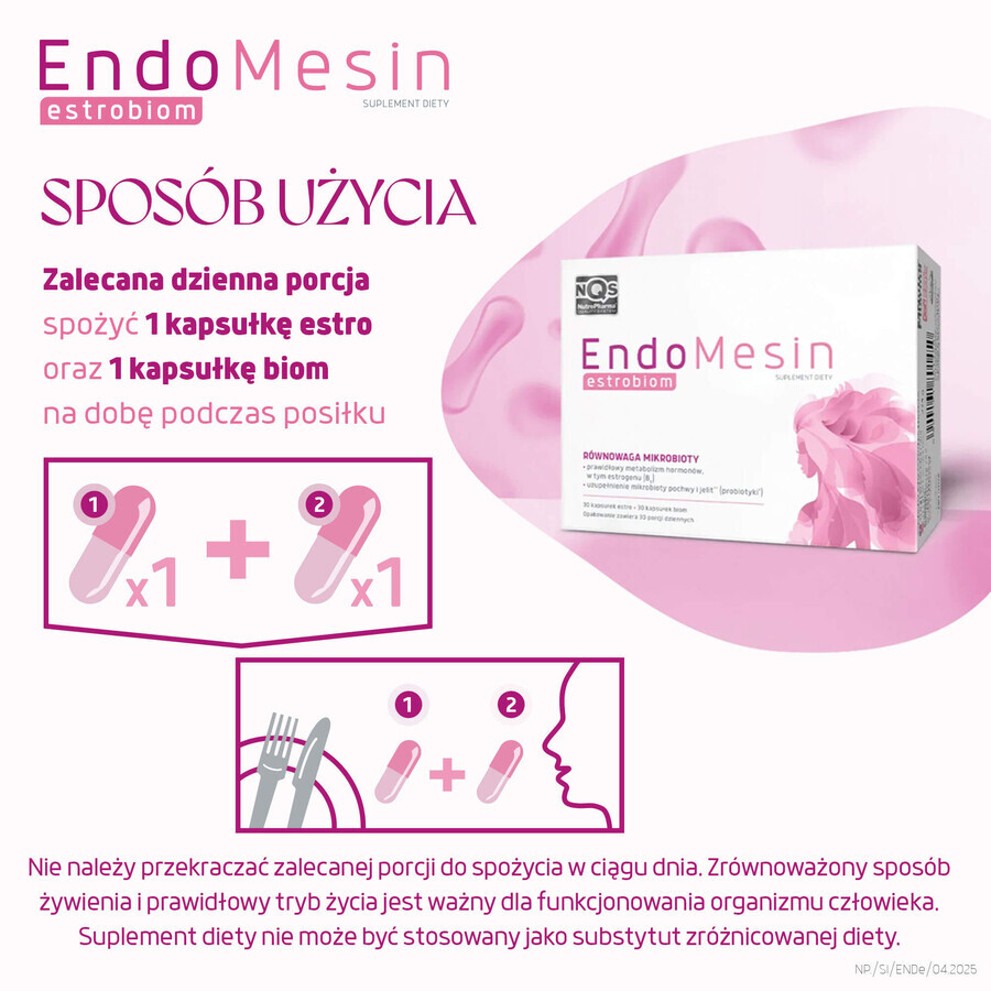 EndoMesin Estrobiom, 30 cápsulas estro + 30 cápsulas biom