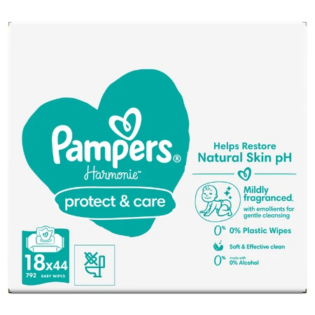 Pampers Harmonie Protect & Care, wet wipes, 18 x 44 pieces